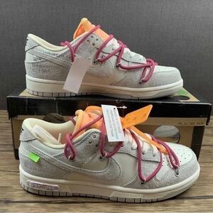Off-White Gray and Pink Sneakers